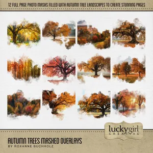 Autumn Trees Masked Overlays Digital Scrapbook Kit