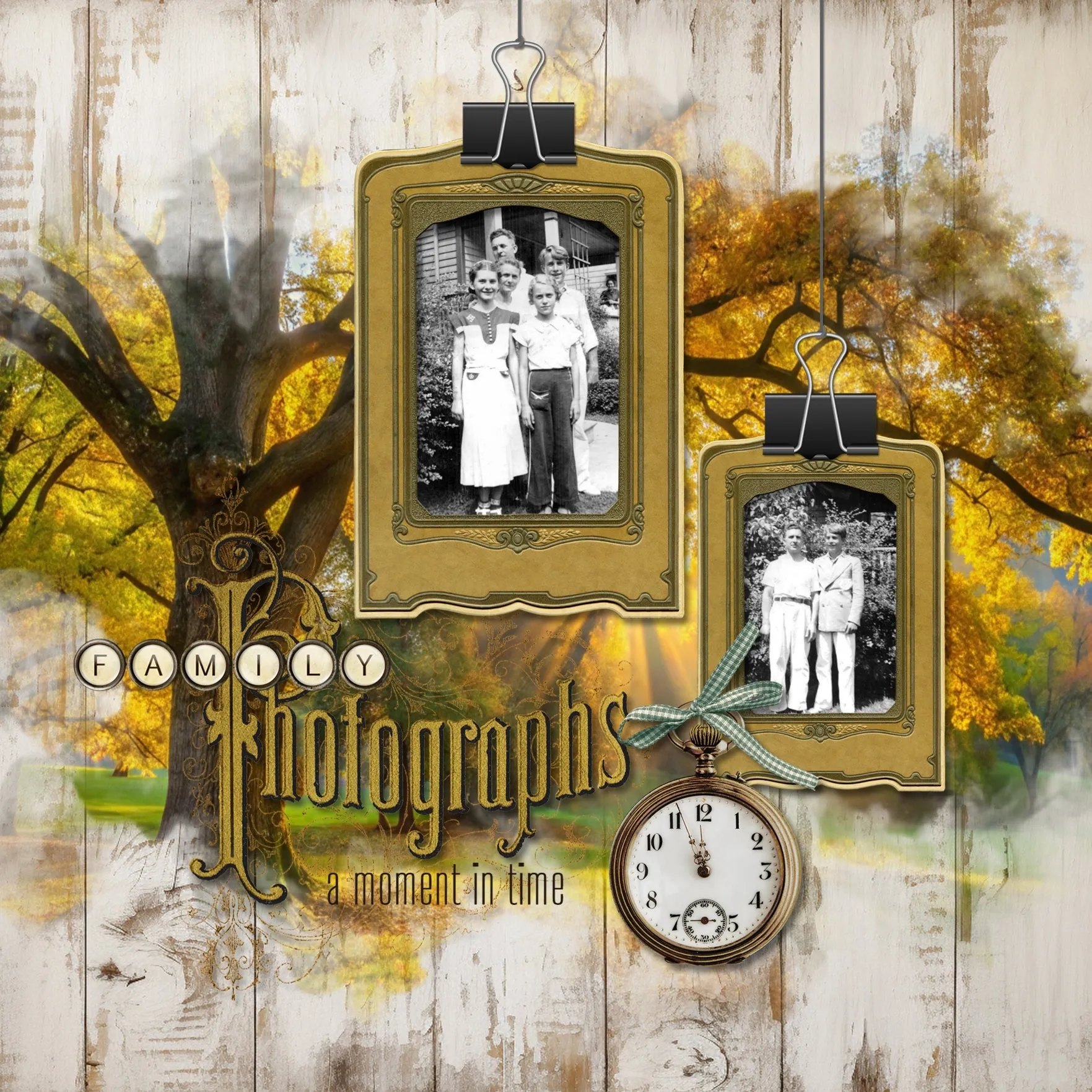 Autumn Trees Masked Overlays Digital Scrapbook Kit