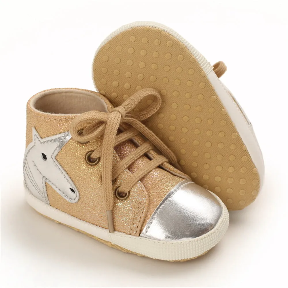 Baby Casual Cartoon Unicorn Lace Up Shoes Wholesale Baby Shoes