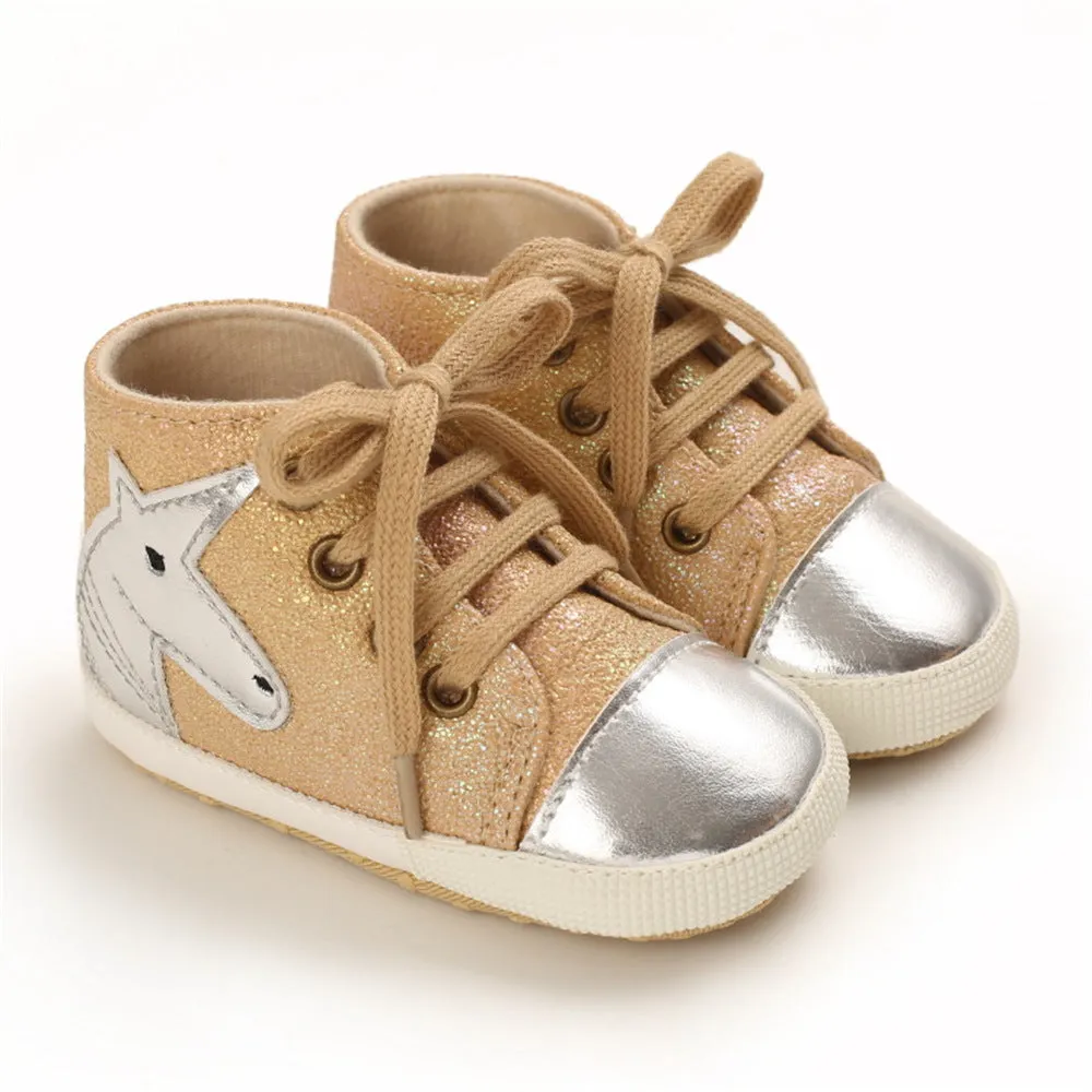 Baby Casual Cartoon Unicorn Lace Up Shoes Wholesale Baby Shoes