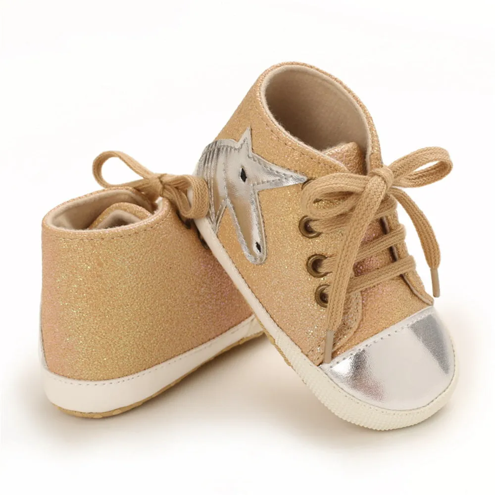 Baby Casual Cartoon Unicorn Lace Up Shoes Wholesale Baby Shoes