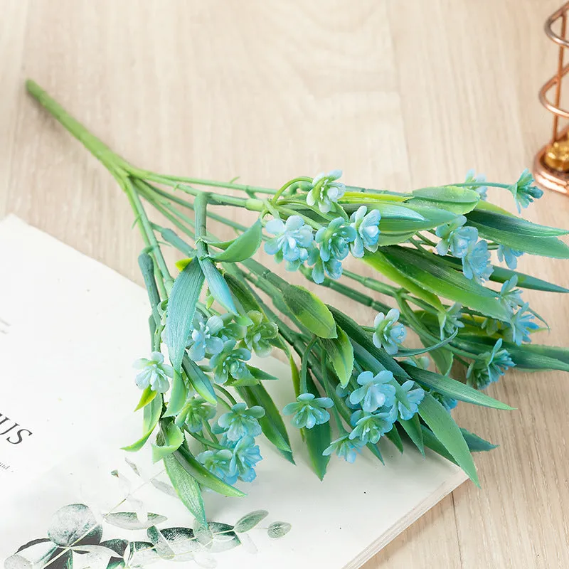 Bulk 11" Artificial Parnassia Palustris Bush Marsh Grass of Parnassus Plants for Outdoors Wholesale