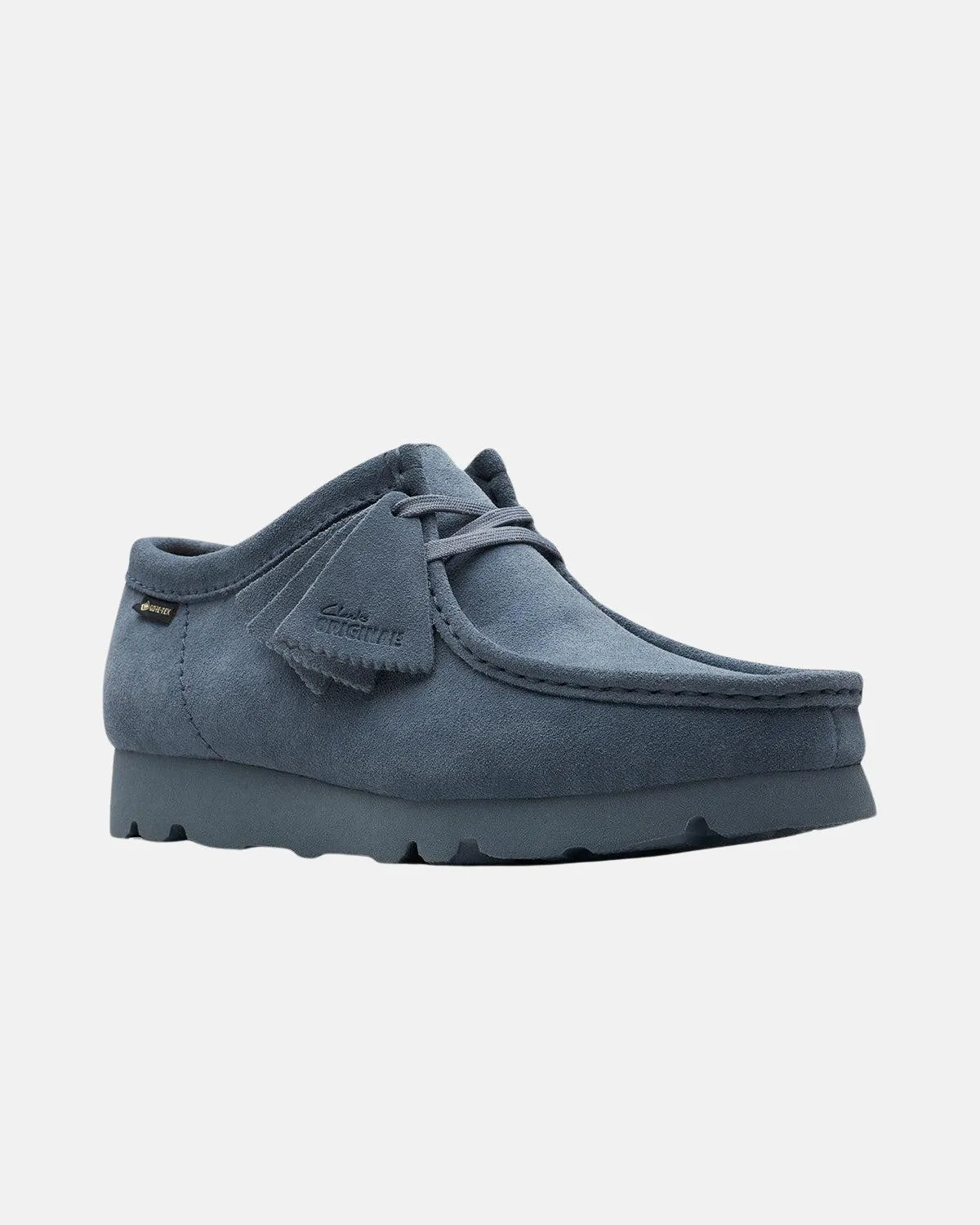 CLARKS ORIGINALS MENS WALLABEE GTX SHOES BLUE GREY SUEDE