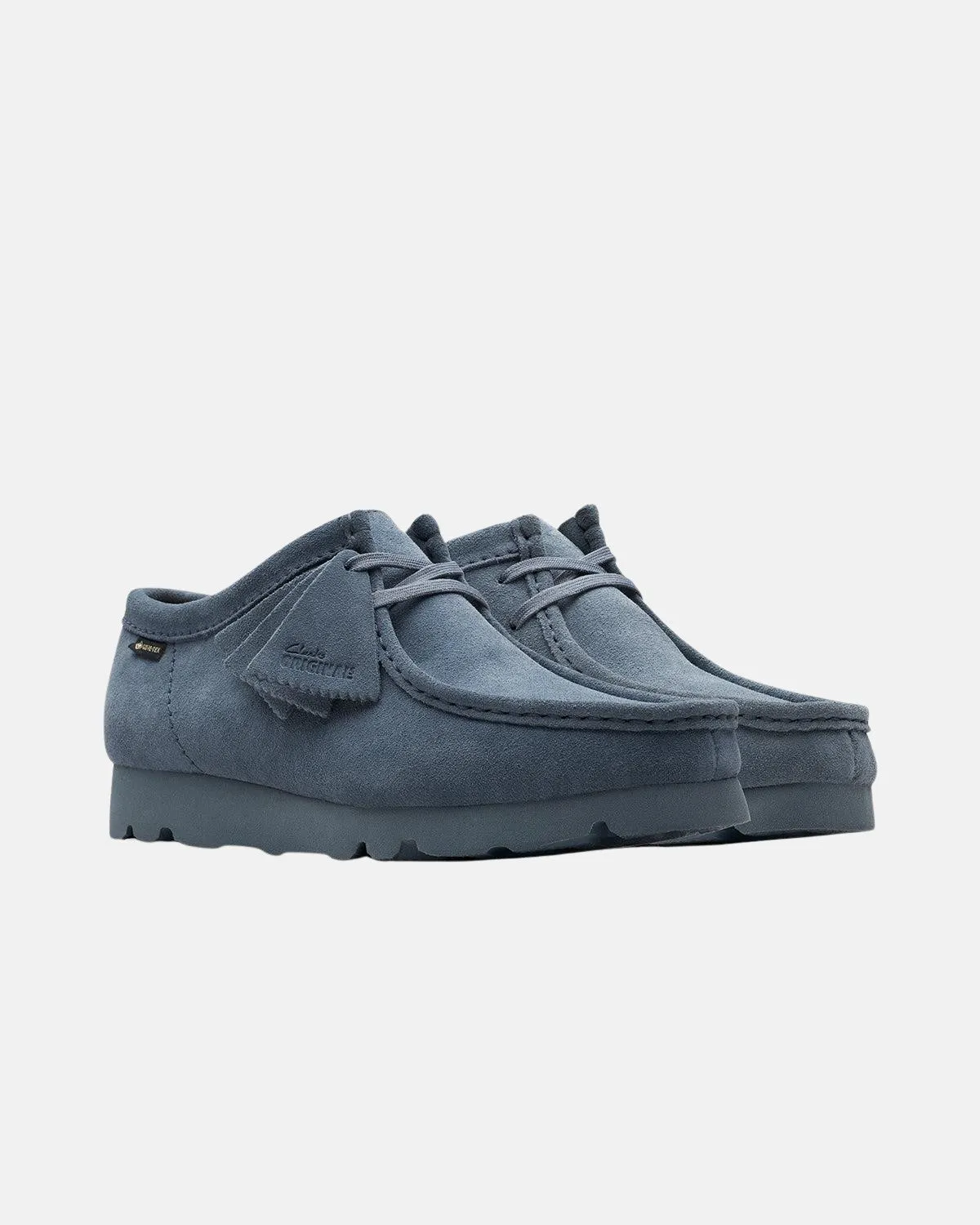 CLARKS ORIGINALS MENS WALLABEE GTX SHOES BLUE GREY SUEDE