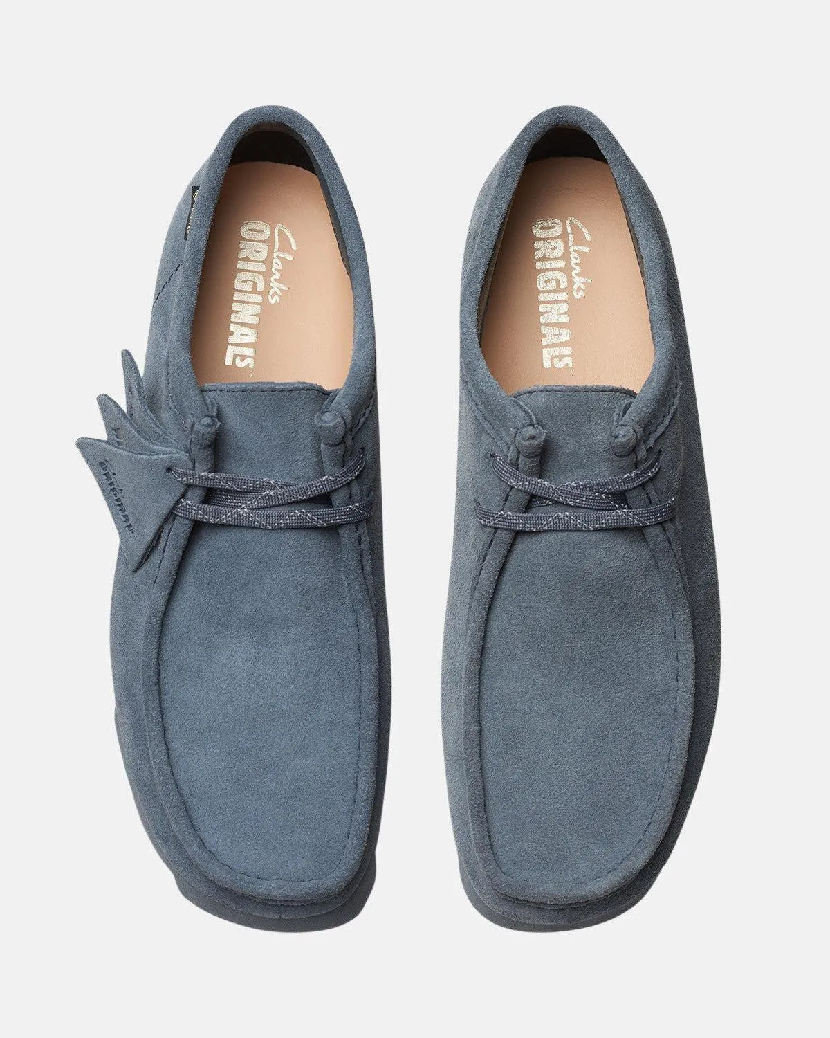 CLARKS ORIGINALS MENS WALLABEE GTX SHOES BLUE GREY SUEDE