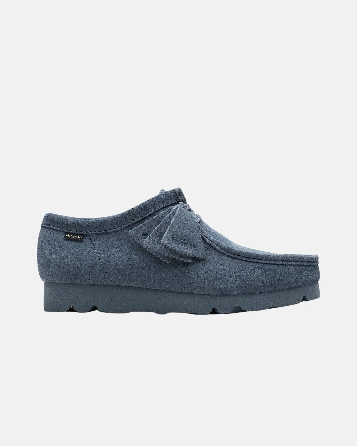 CLARKS ORIGINALS MENS WALLABEE GTX SHOES BLUE GREY SUEDE