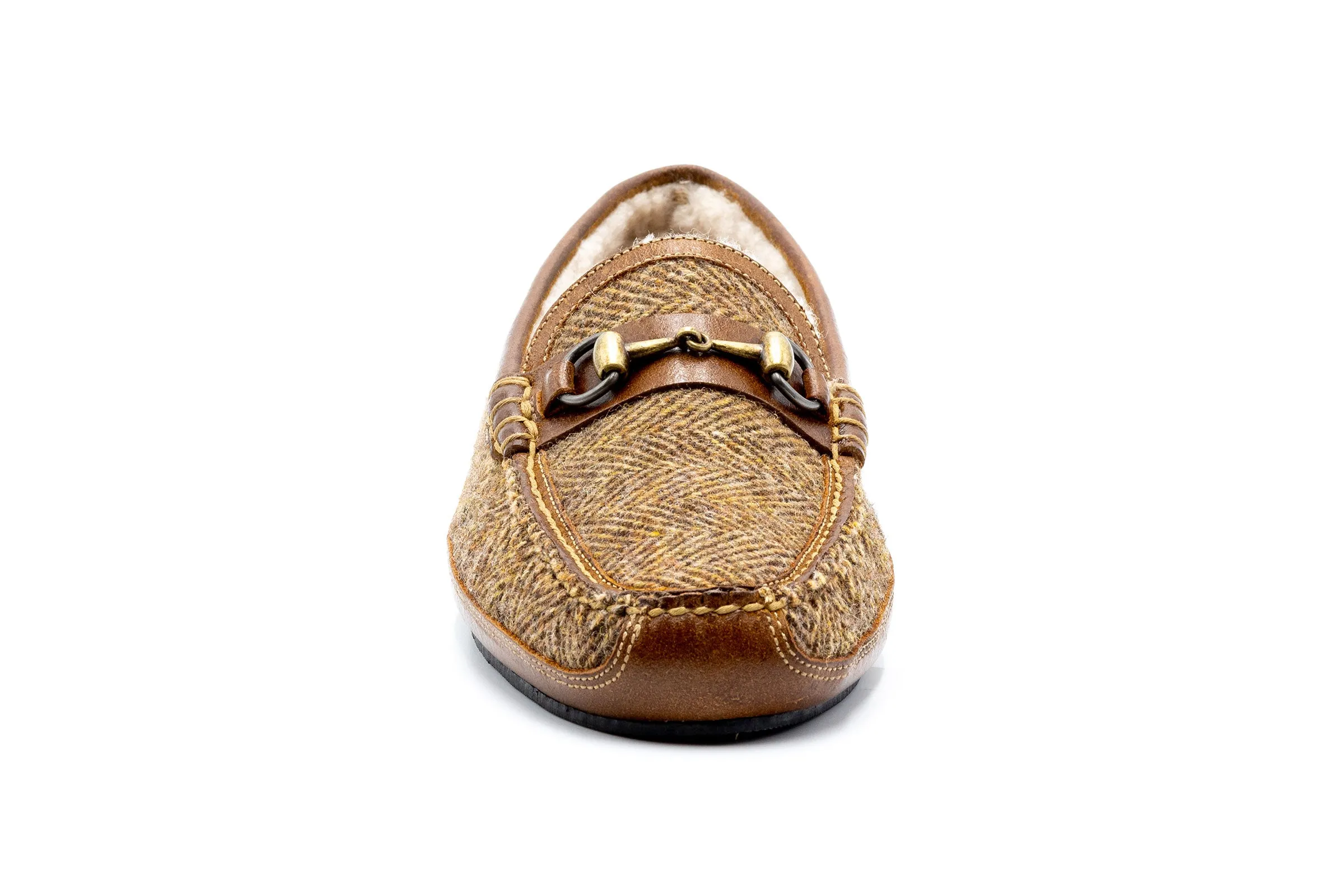 Cozy Country Harris Tweed Horse Bit Slippers - Herringbone