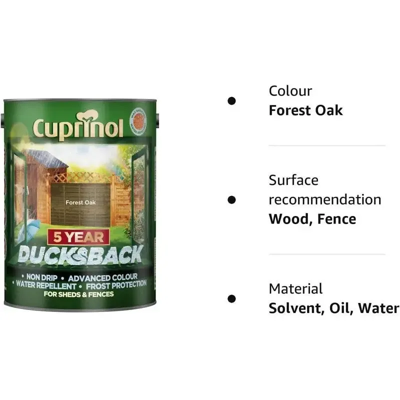 Cuprinol Ducksback Wax Based Weatherproof Fence Paint - 5 Litres (Colours As Stocked)