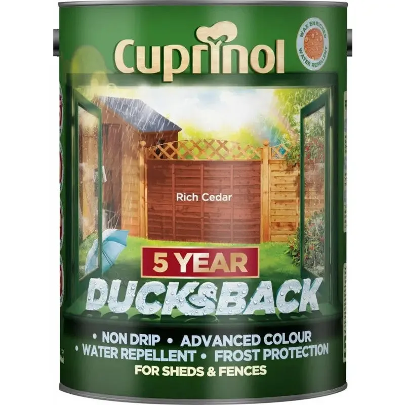 Cuprinol Ducksback Wax Based Weatherproof Fence Paint - 5 Litres (Colours As Stocked)