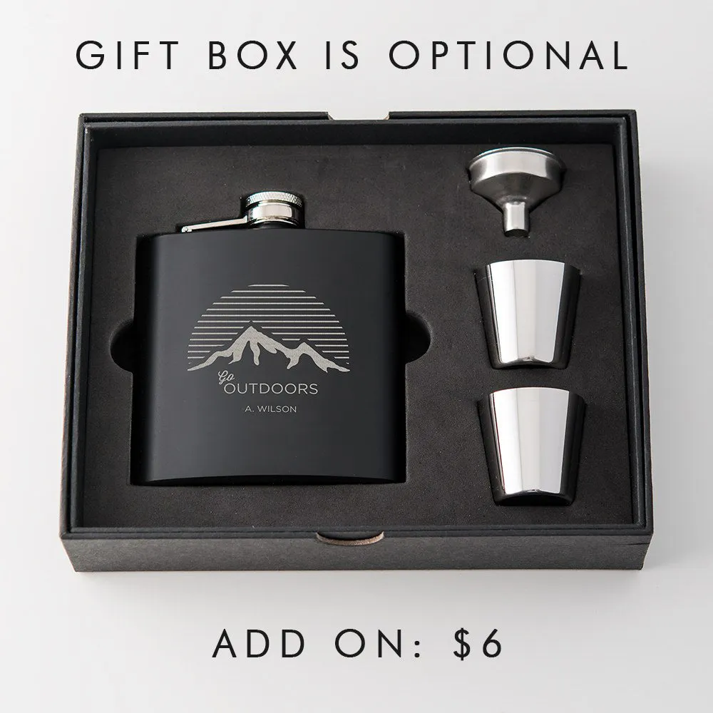 Custom Outdoors Mens Flask - Black Flask