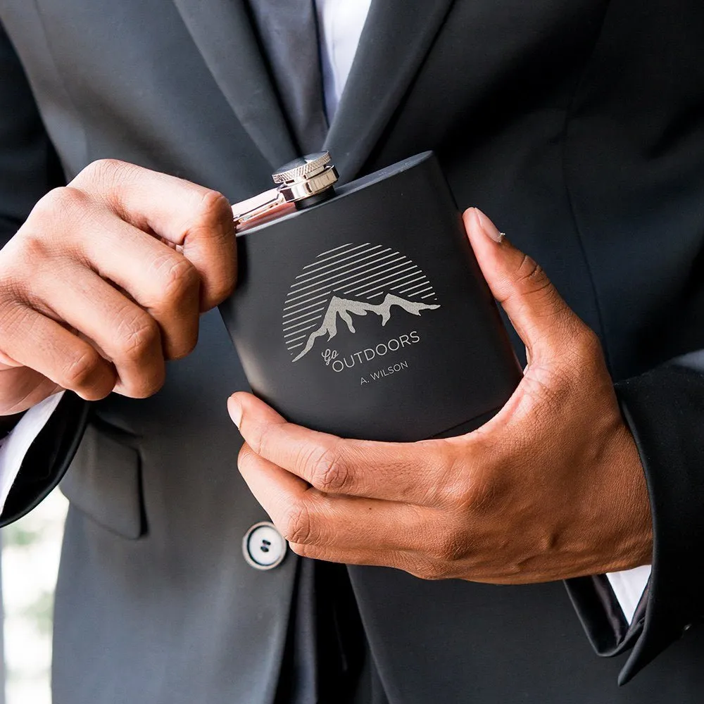 Custom Outdoors Mens Flask - Black Flask