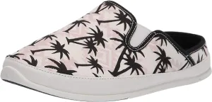 DEER STAGS Men's Slipperooz Spike Slippers  Color White, Black Palm Tree Size 8M