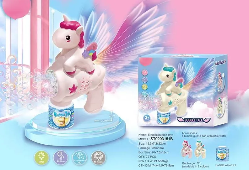 Electric Pony Horse Colorful Bubble Gun With Lights