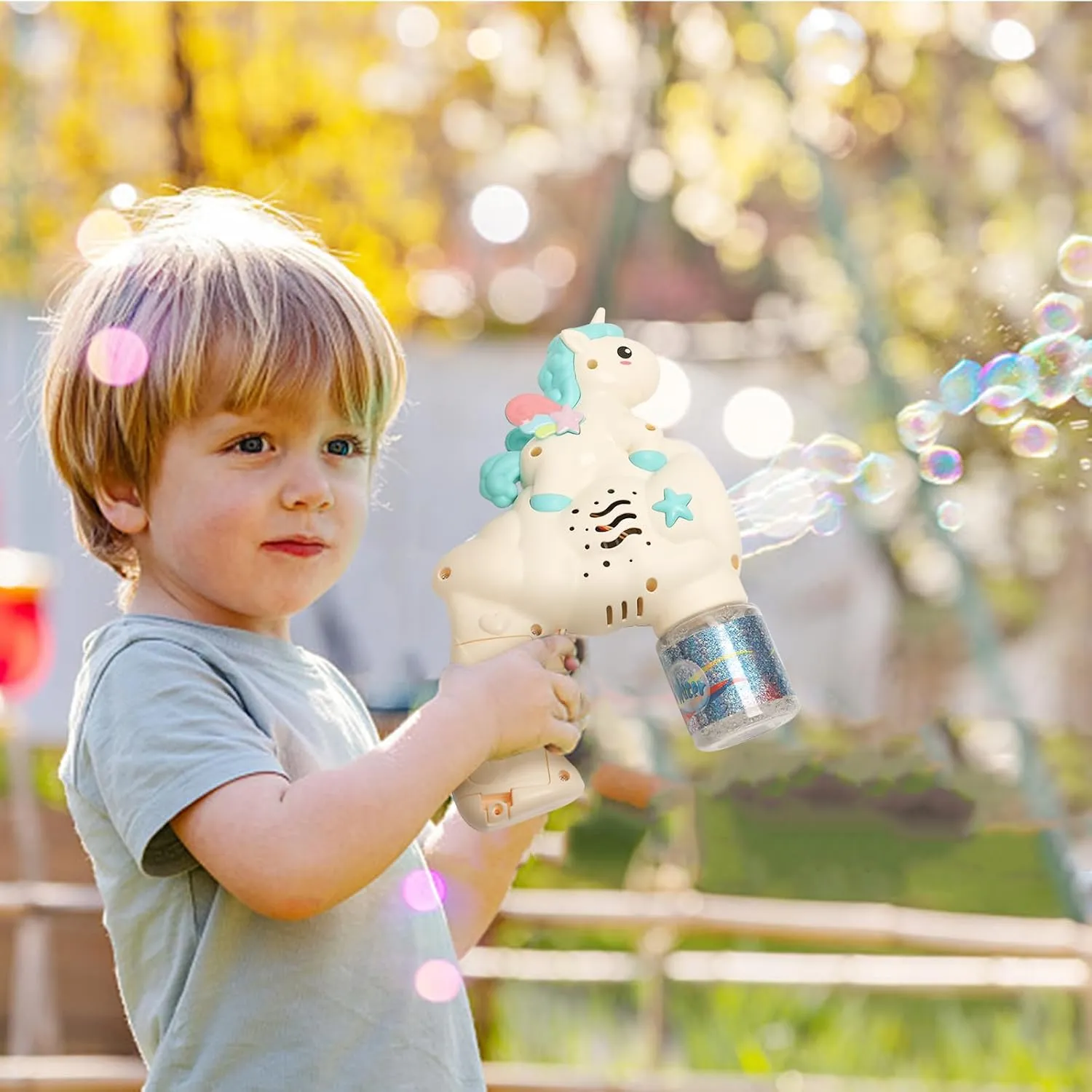 Electric Pony Horse Colorful Bubble Gun With Lights