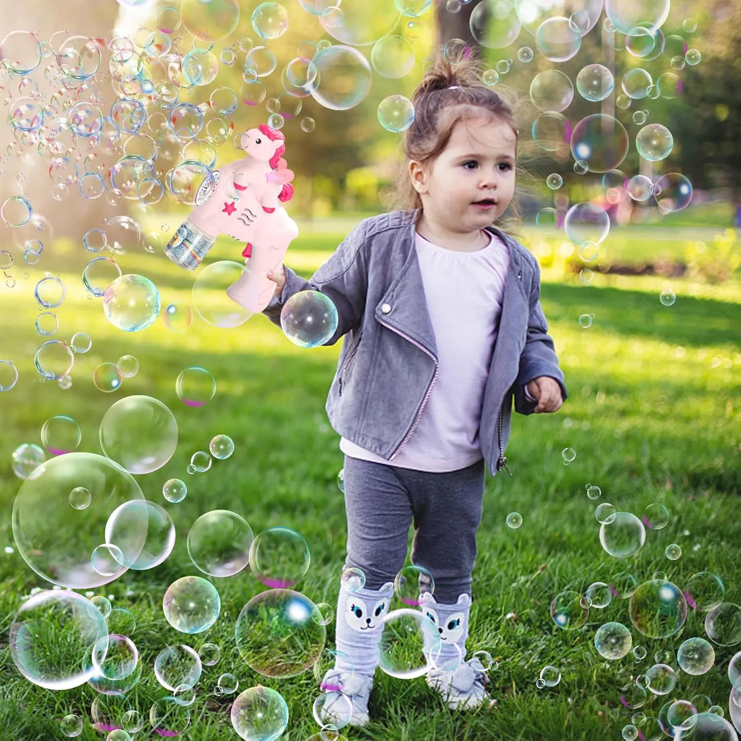 Electric Pony Horse Colorful Bubble Gun With Lights