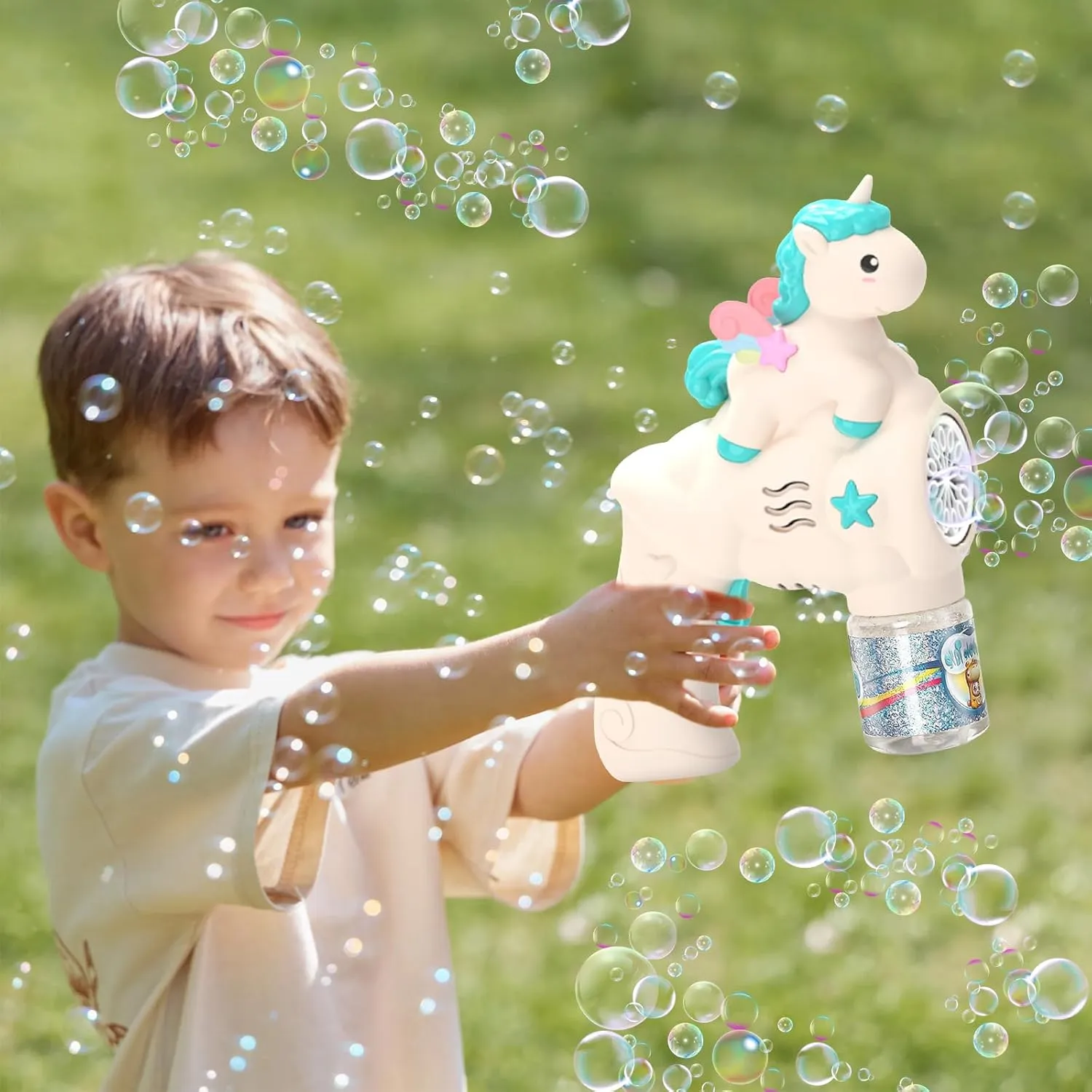 Electric Pony Horse Colorful Bubble Gun With Lights