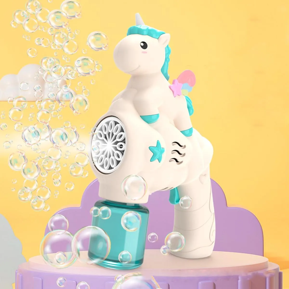 Electric Pony Horse Colorful Bubble Gun With Lights