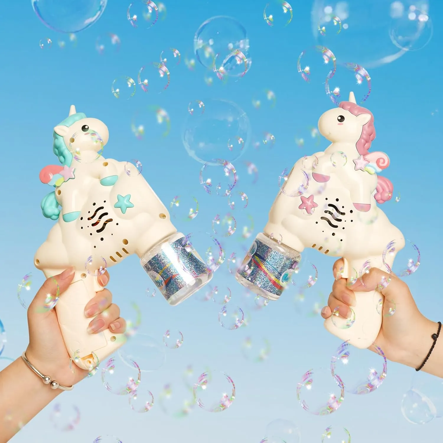 Electric Pony Horse Colorful Bubble Gun With Lights
