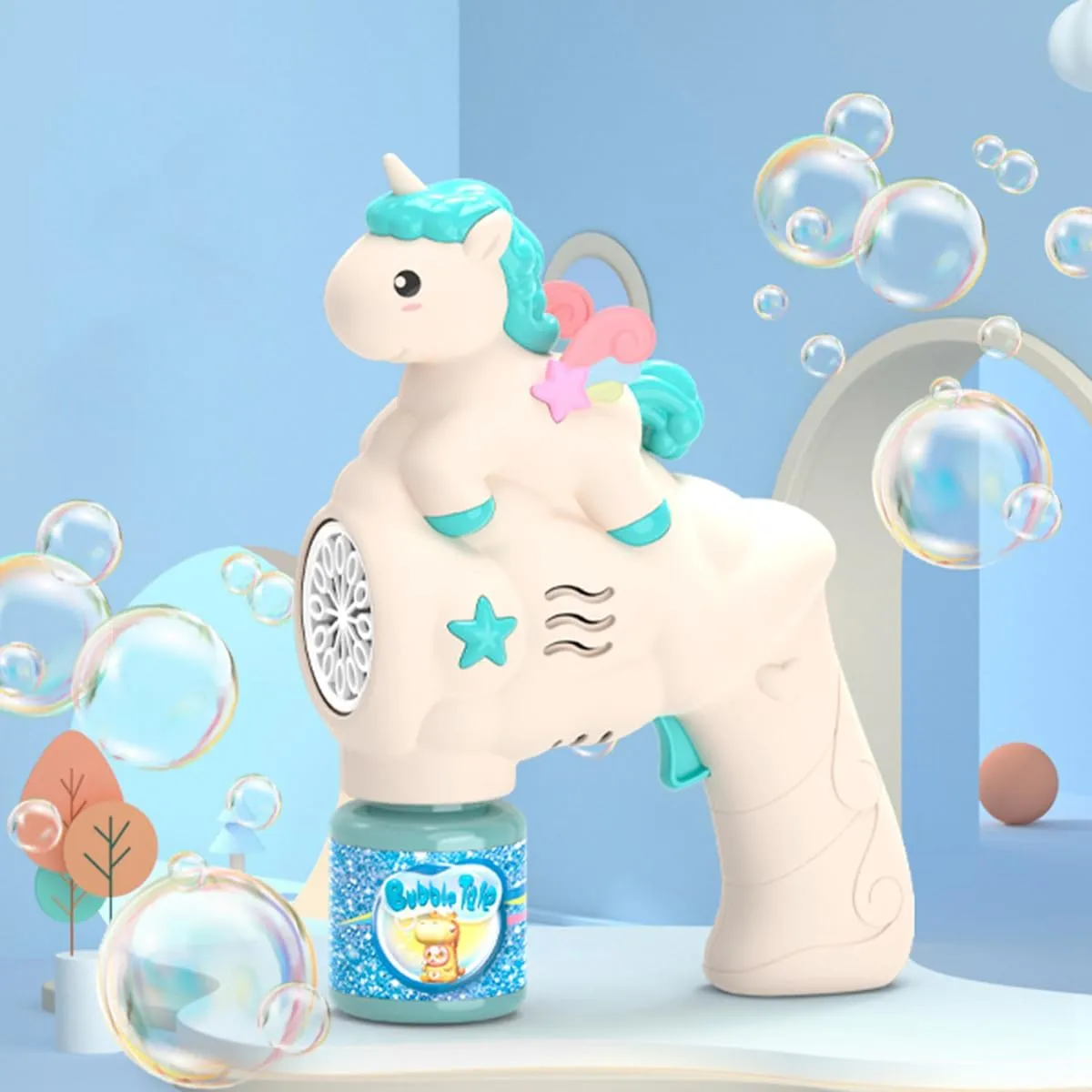 Electric Pony Horse Colorful Bubble Gun With Lights
