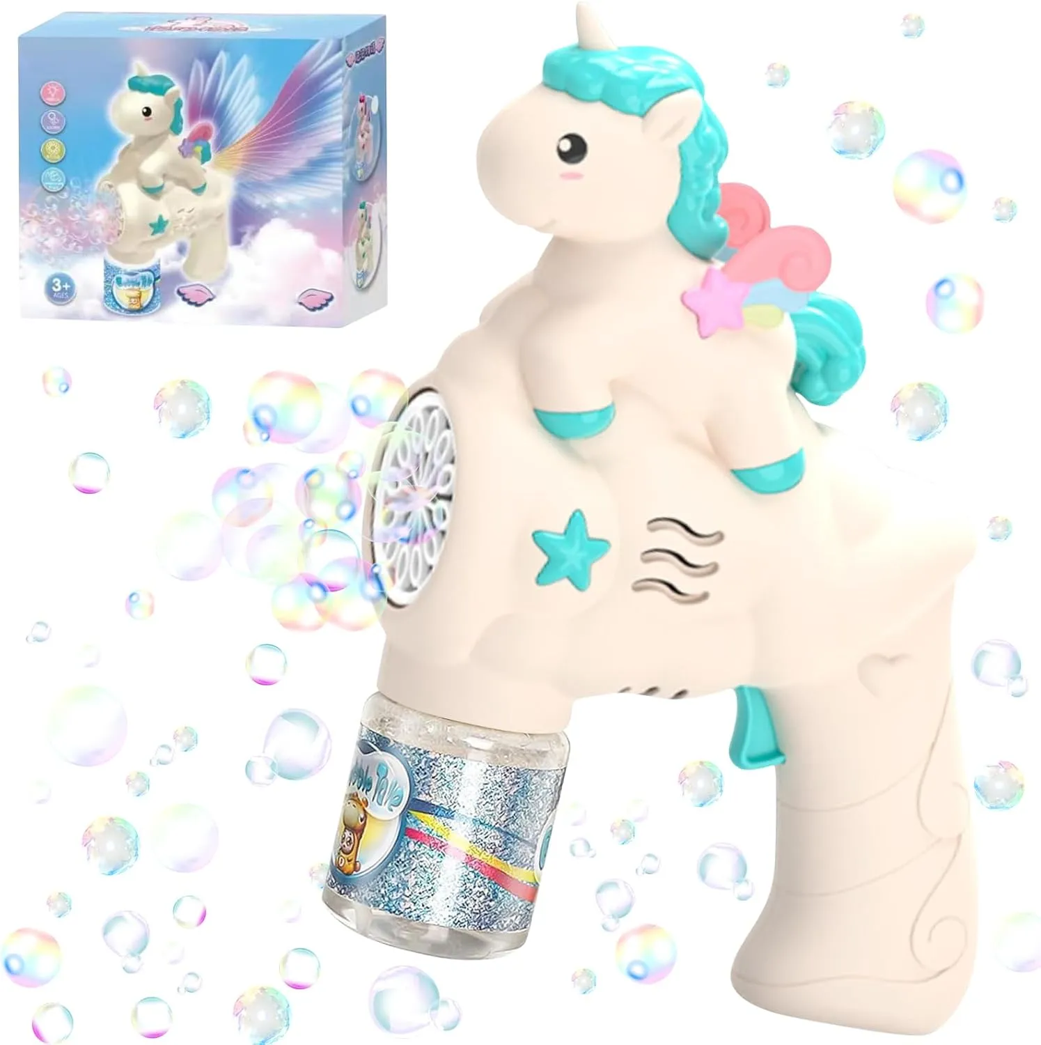 Electric Pony Horse Colorful Bubble Gun With Lights