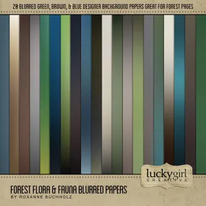 Forest Flora & Fauna Blurred Papers Digital Scrapbook Kit