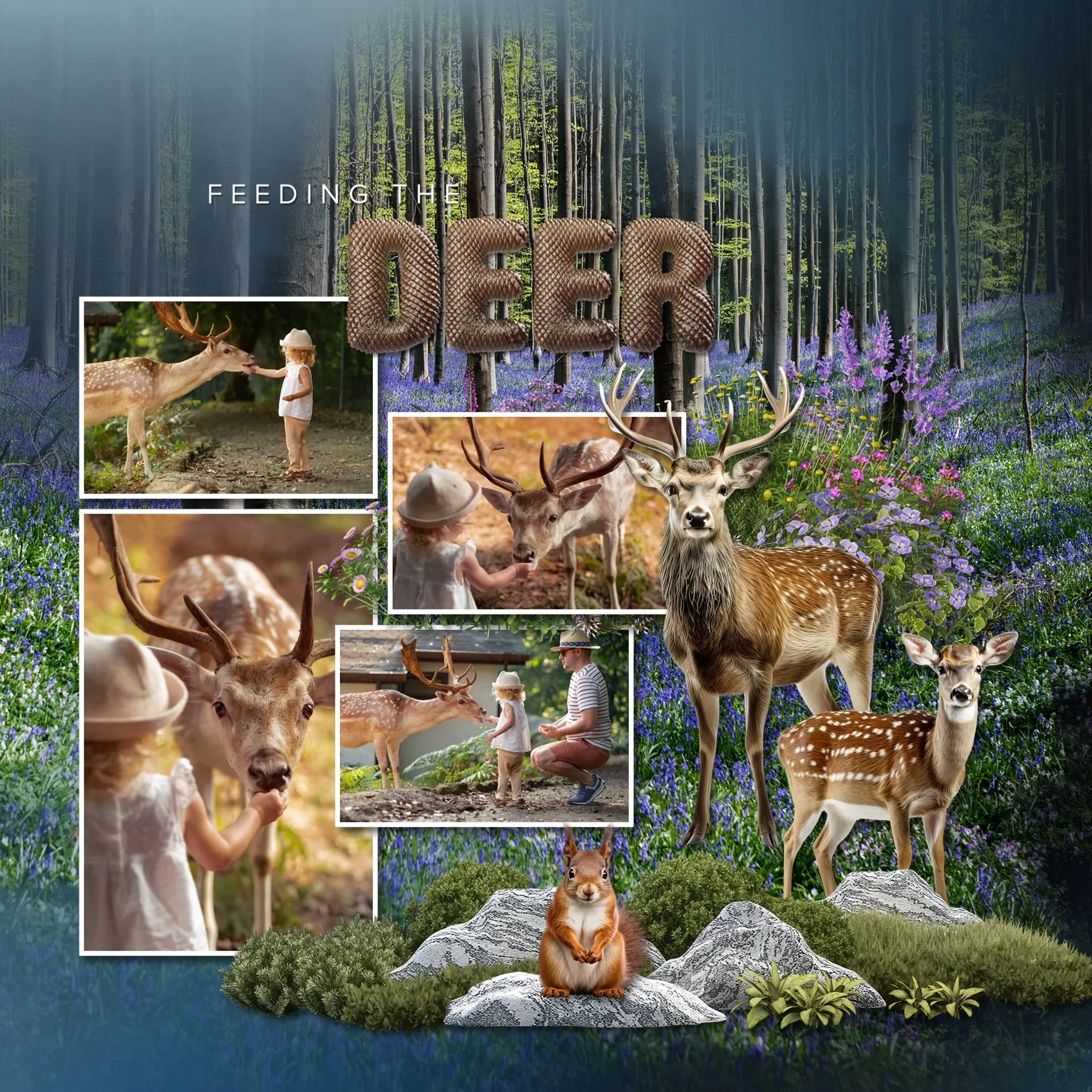 Forest Flora & Fauna Blurred Papers Digital Scrapbook Kit