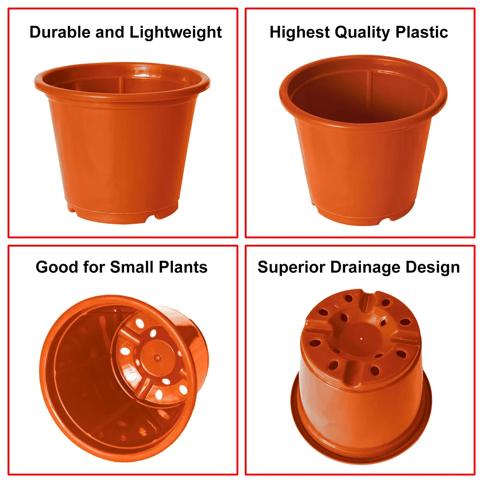 Heart Home Plastic Planters|Gamla|Flower Pots for Garden Nursery Home Décor,8"x6",Pack of 3 (Blue,Orange,Green)