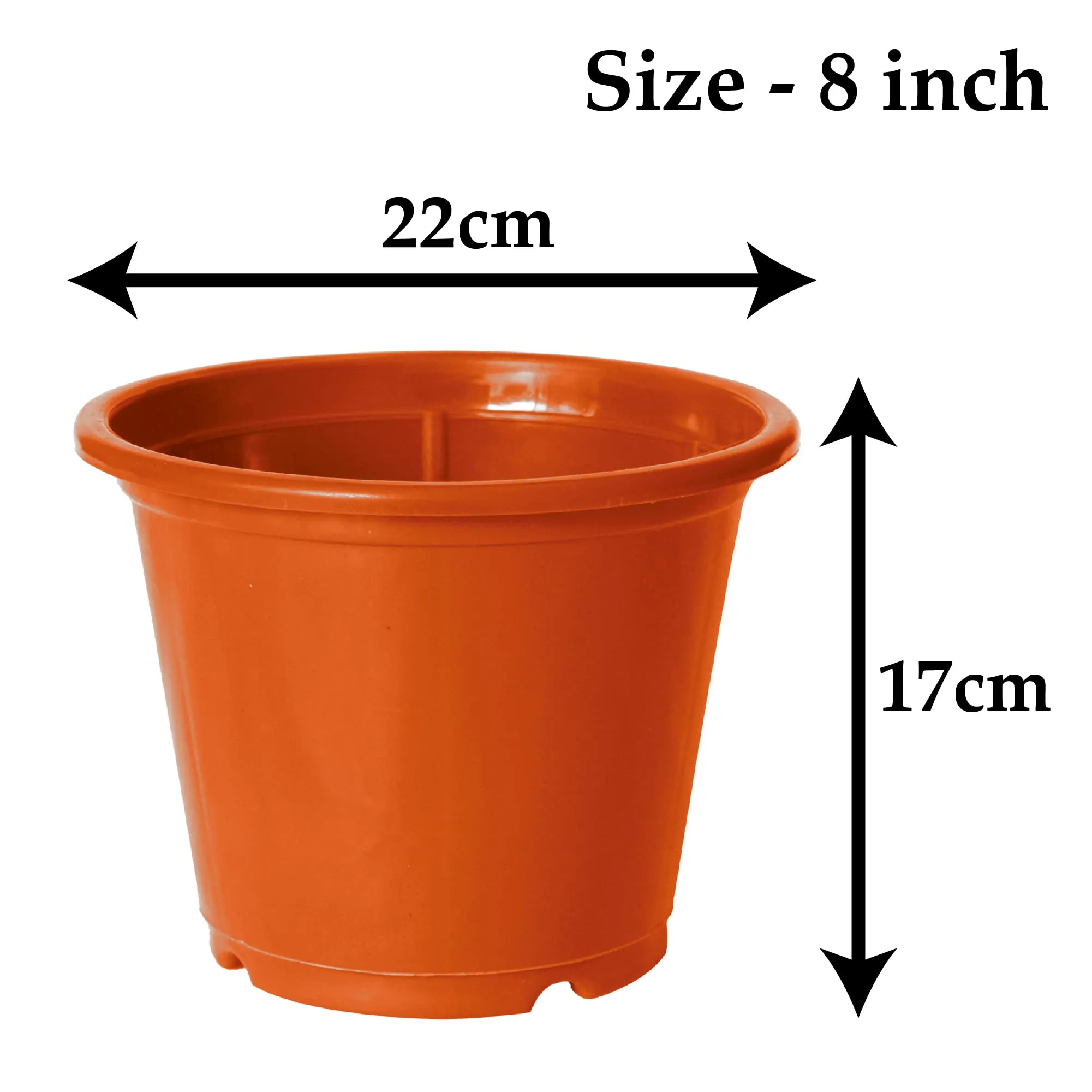 Heart Home Plastic Planters|Gamla|Flower Pots for Garden Nursery Home Décor,8"x6",Pack of 3 (Blue,Orange,Green)