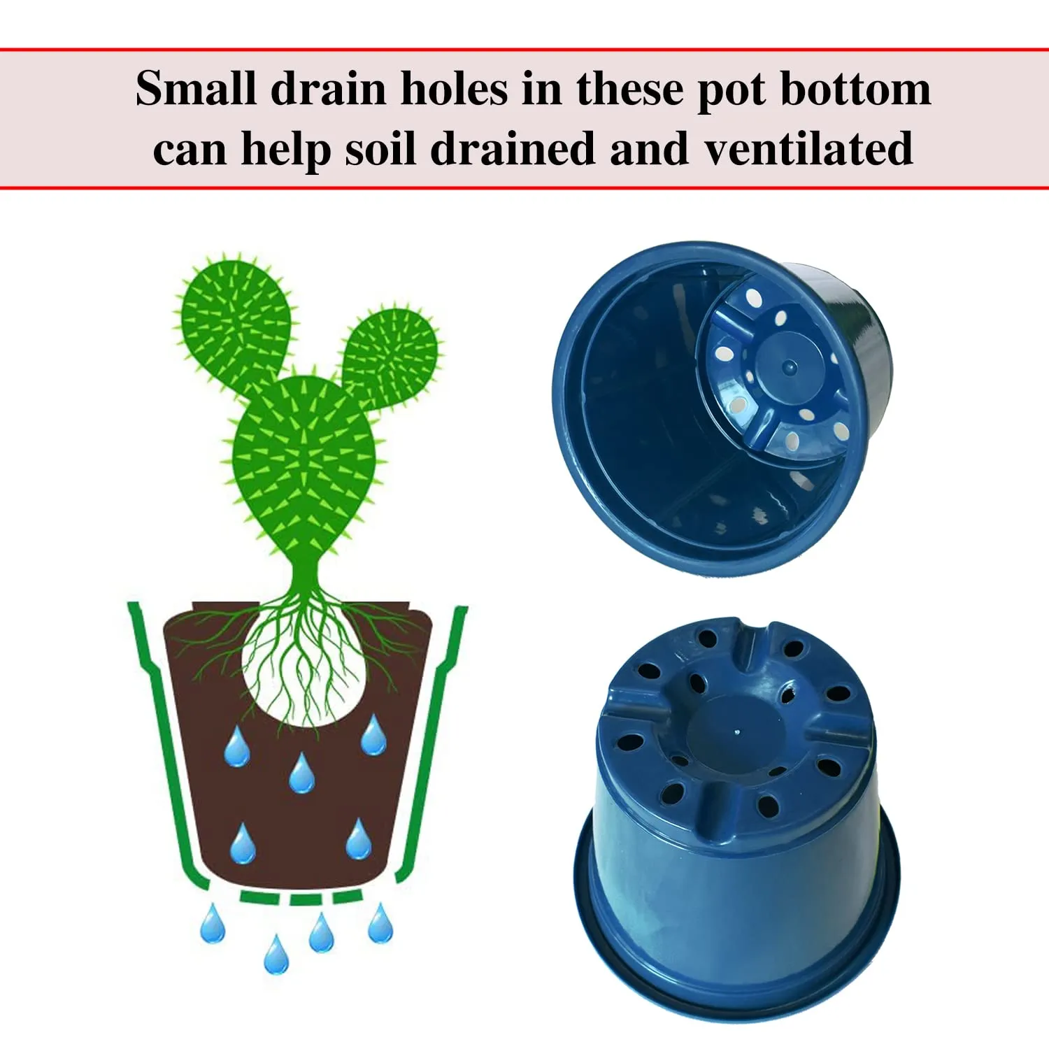Heart Home Plastic Planters|Gamla|Flower Pots for Garden Nursery Home Décor,8"x6",Pack of 3 (Blue,Orange,Green)