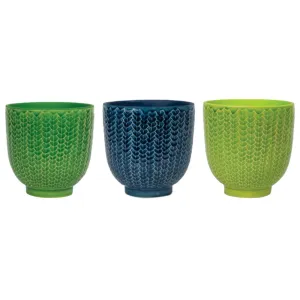 Herringbone Pedestal Celadon 5in