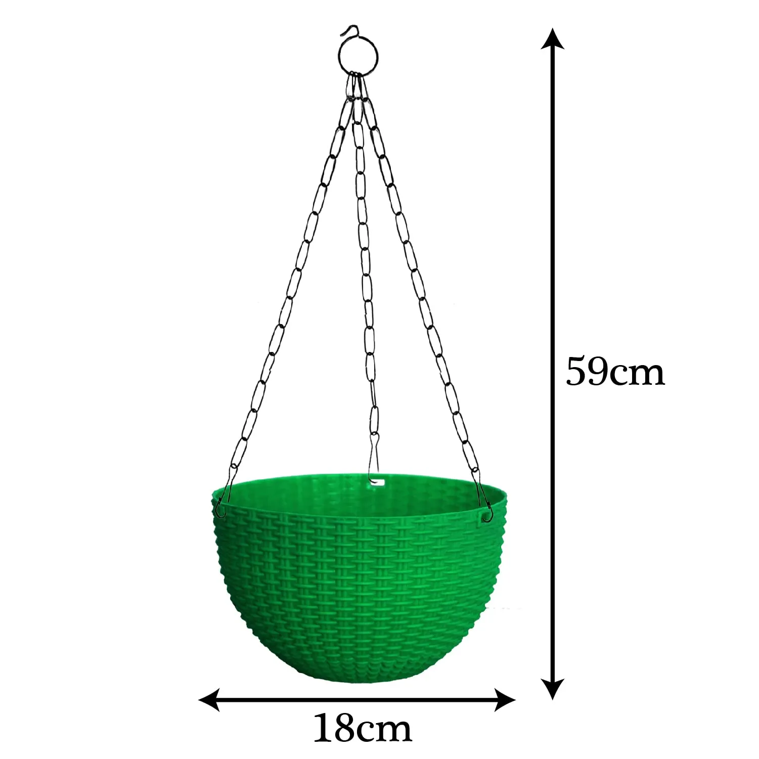 Kuber Industries Plastic Hanging Flower Pot for Balcony & Railing Set of 7 (Green)-18x18x59 cm