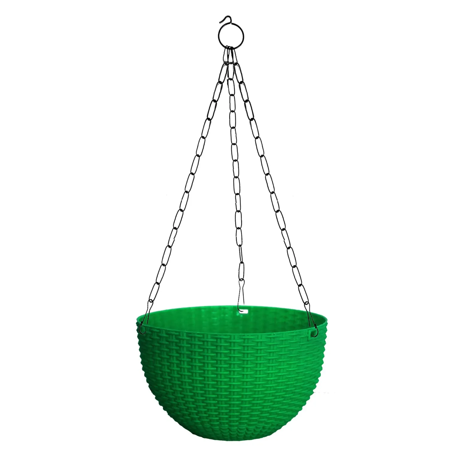 Kuber Industries Plastic Hanging Flower Pot for Balcony & Railing Set of 7 (Green)-18x18x59 cm