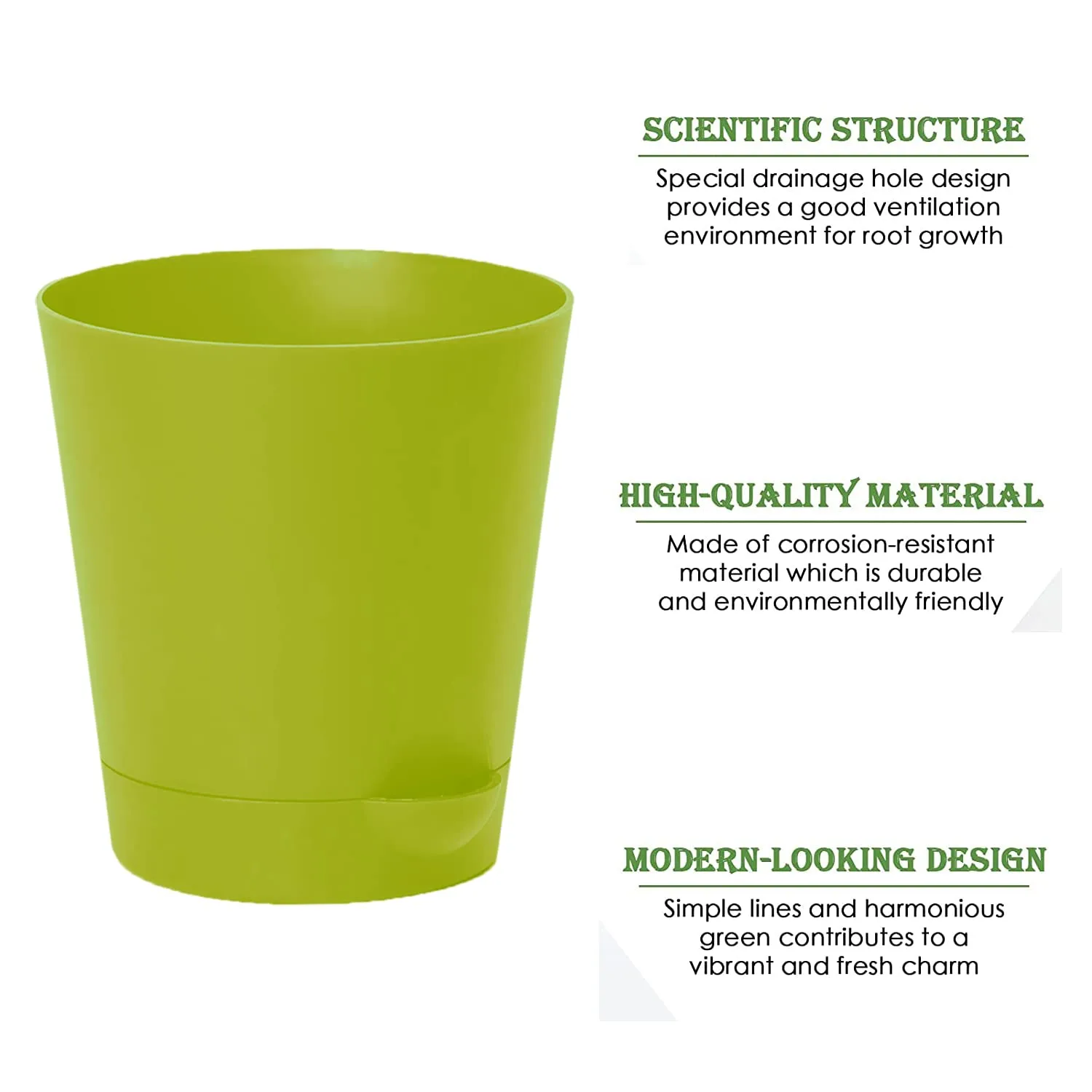 Kuber Industries Plastic Titan Pot|Garden Container for Plants & Flowers|Self-Watering Pot with Drainage Holes,6 Inch,Pack of 2 (Green)