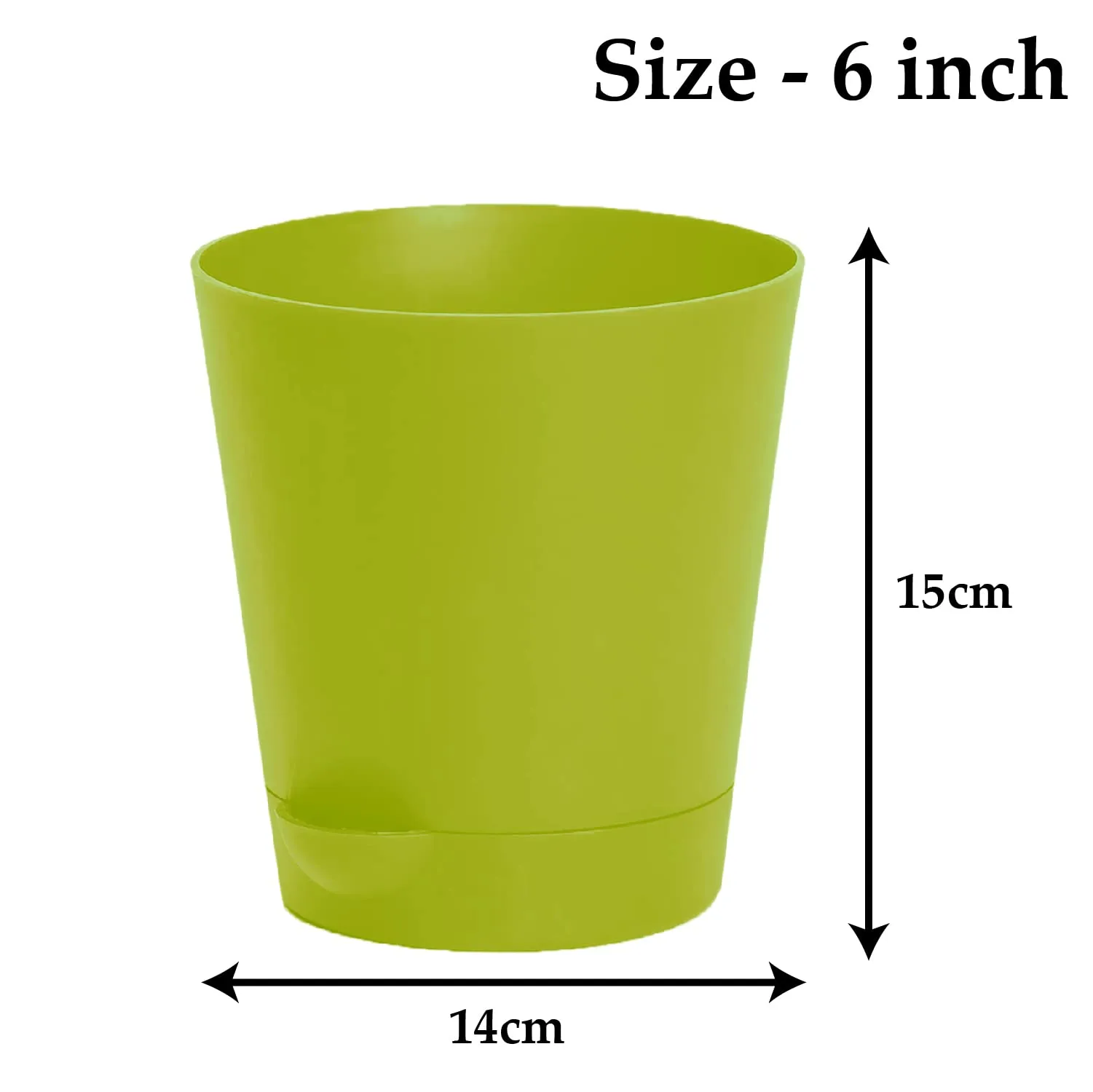 Kuber Industries Plastic Titan Pot|Garden Container for Plants & Flowers|Self-Watering Pot with Drainage Holes,6 Inch,Pack of 2 (Green)