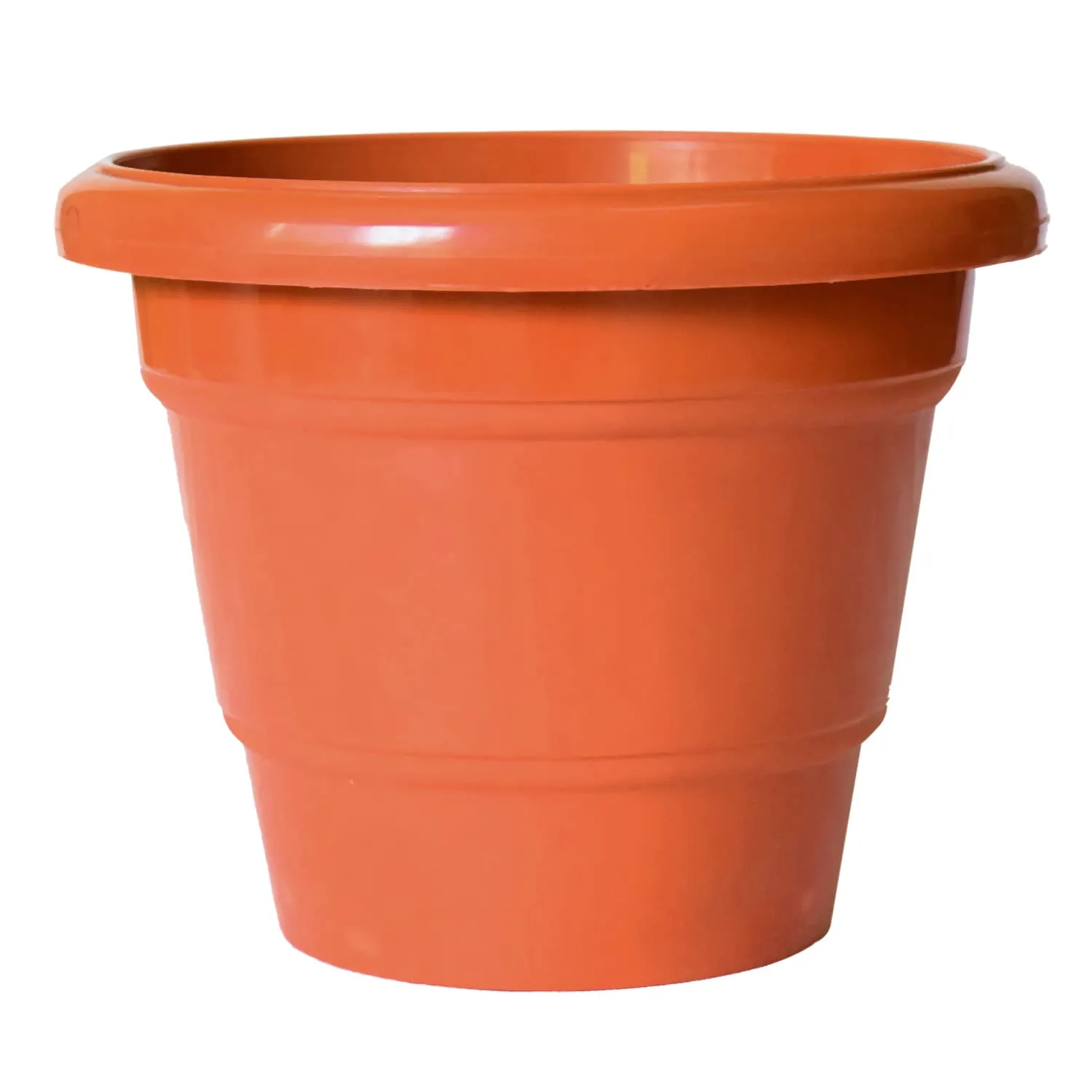 Kuber Industries Solid 2 Layered Plastic Flower Pot|Gamla for Home Decor,Nursery,Balcony,Garden,6"x5",Pack of 5 (Orange)
