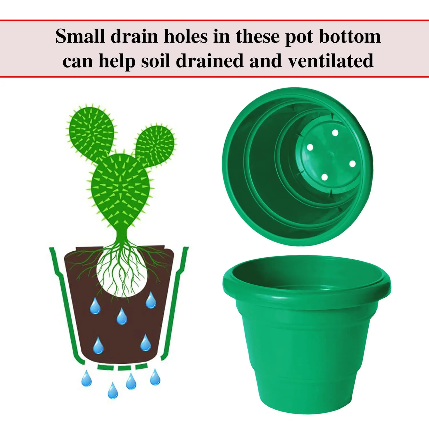 Kuber Industries Solid 2 Layered Plastic Flower Pot|Gamla for Home Decor,Nursery,Balcony,Garden,6"x5",Pack of 8 (Green)
