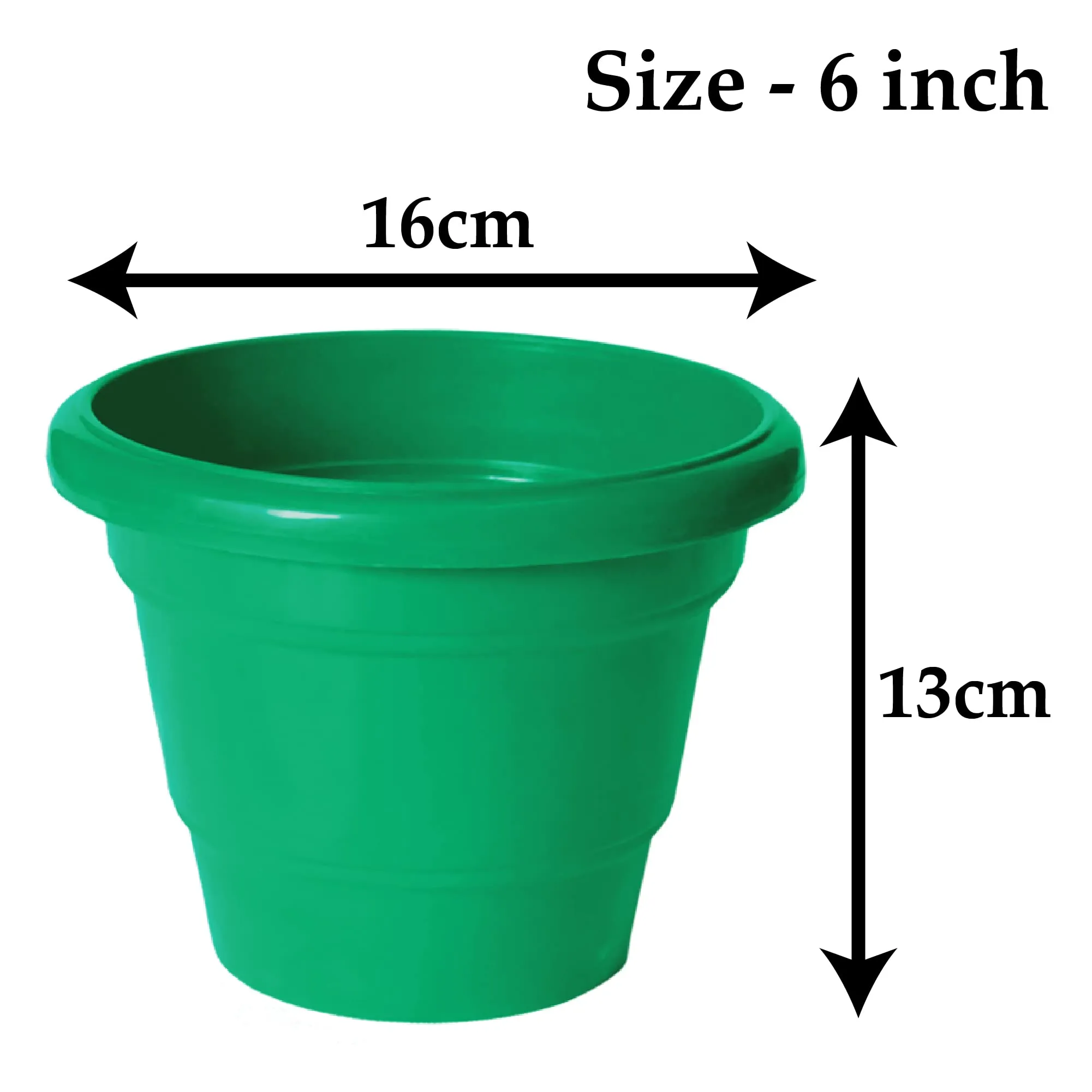 Kuber Industries Solid 2 Layered Plastic Flower Pot|Gamla for Home Decor,Nursery,Balcony,Garden,6"x5",Pack of 8 (Green)