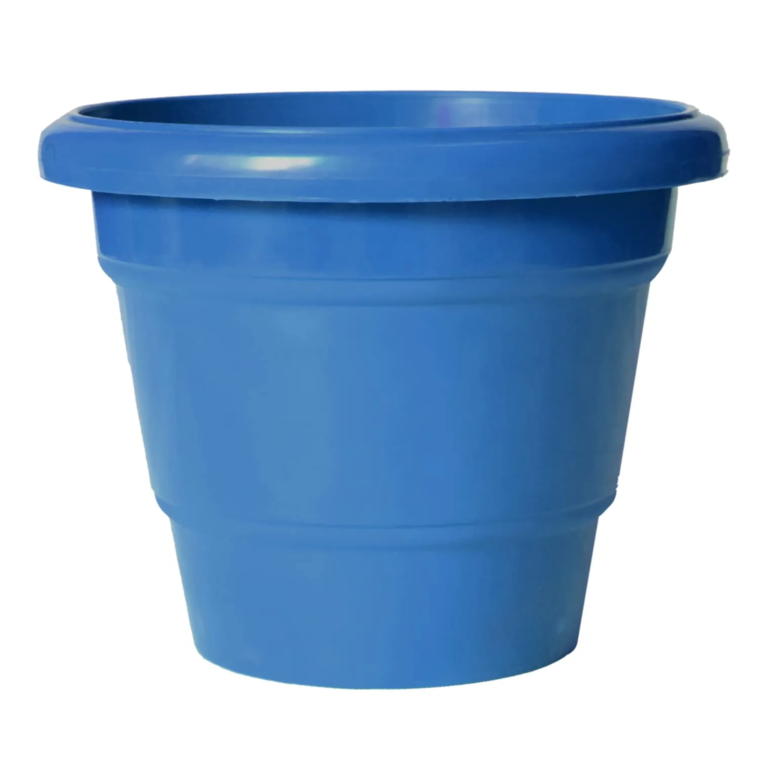 Kuber Industries Solid 2 Layered Plastic Flower Pot|Gamla for Home Decor,Nursery,Balcony,Garden,8"x 6",Pack of 10 (Blue)