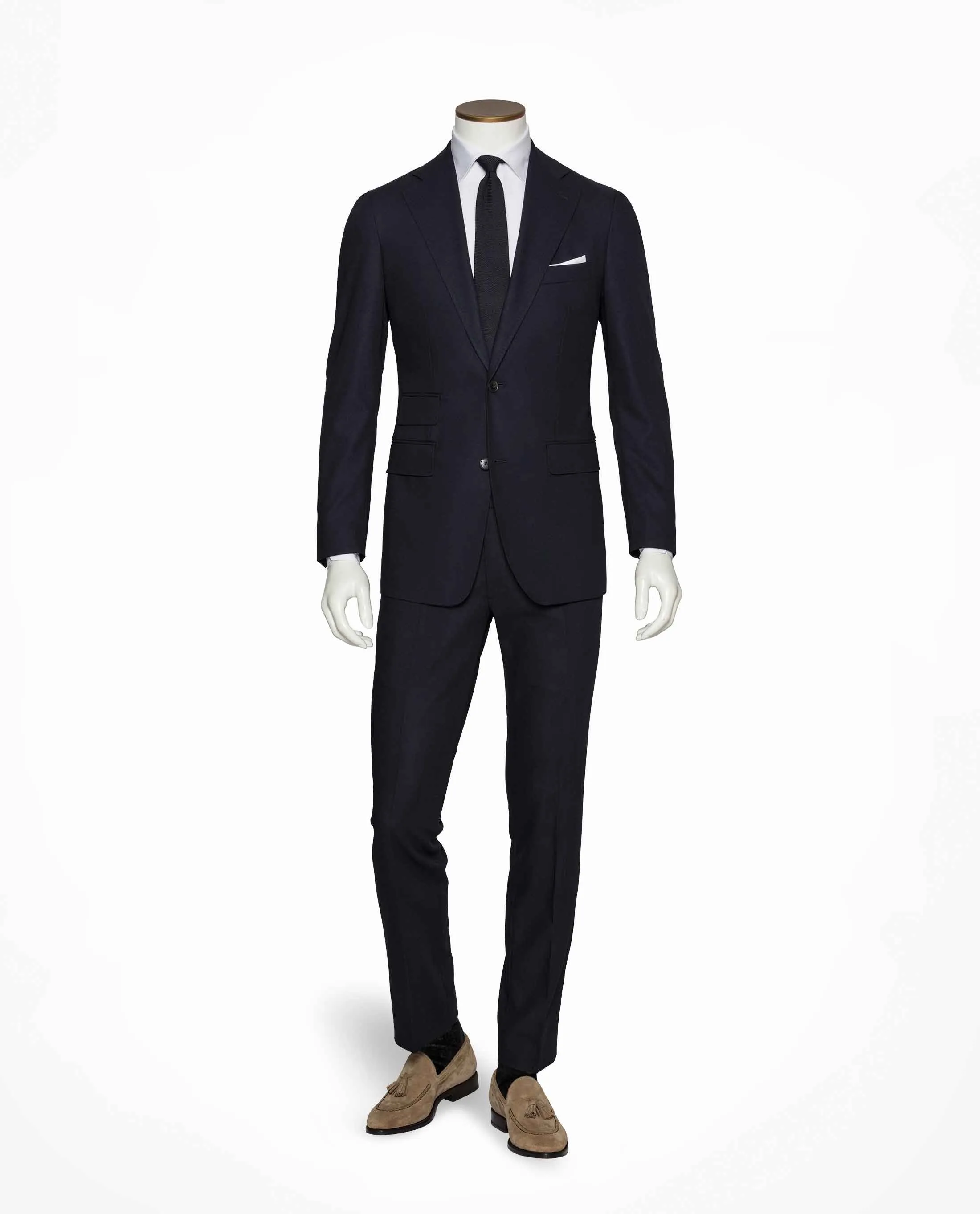 Loro Piana TRAVELLER Navy Blue High Twisted Wool Tropical