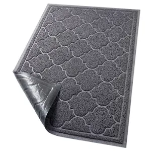 LuxStep Door Mat Large 24x36 Inch Indoor Outdoor Doormat, Non-Slip Low-Profile Design Floor Mat, Durable Trap Dirt and Dust Front Door Welcome Mat for Entryway,Patio,Garage, Grey