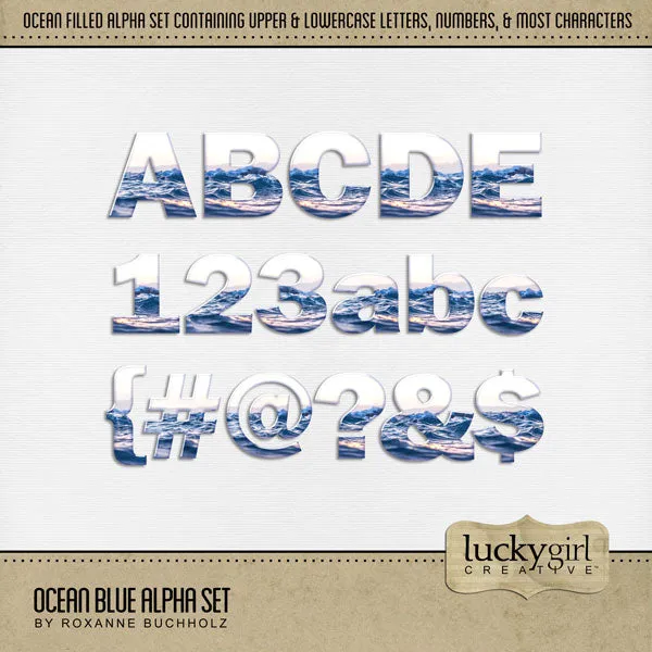 Ocean Blue Alpha Digital Scrapbook Kit