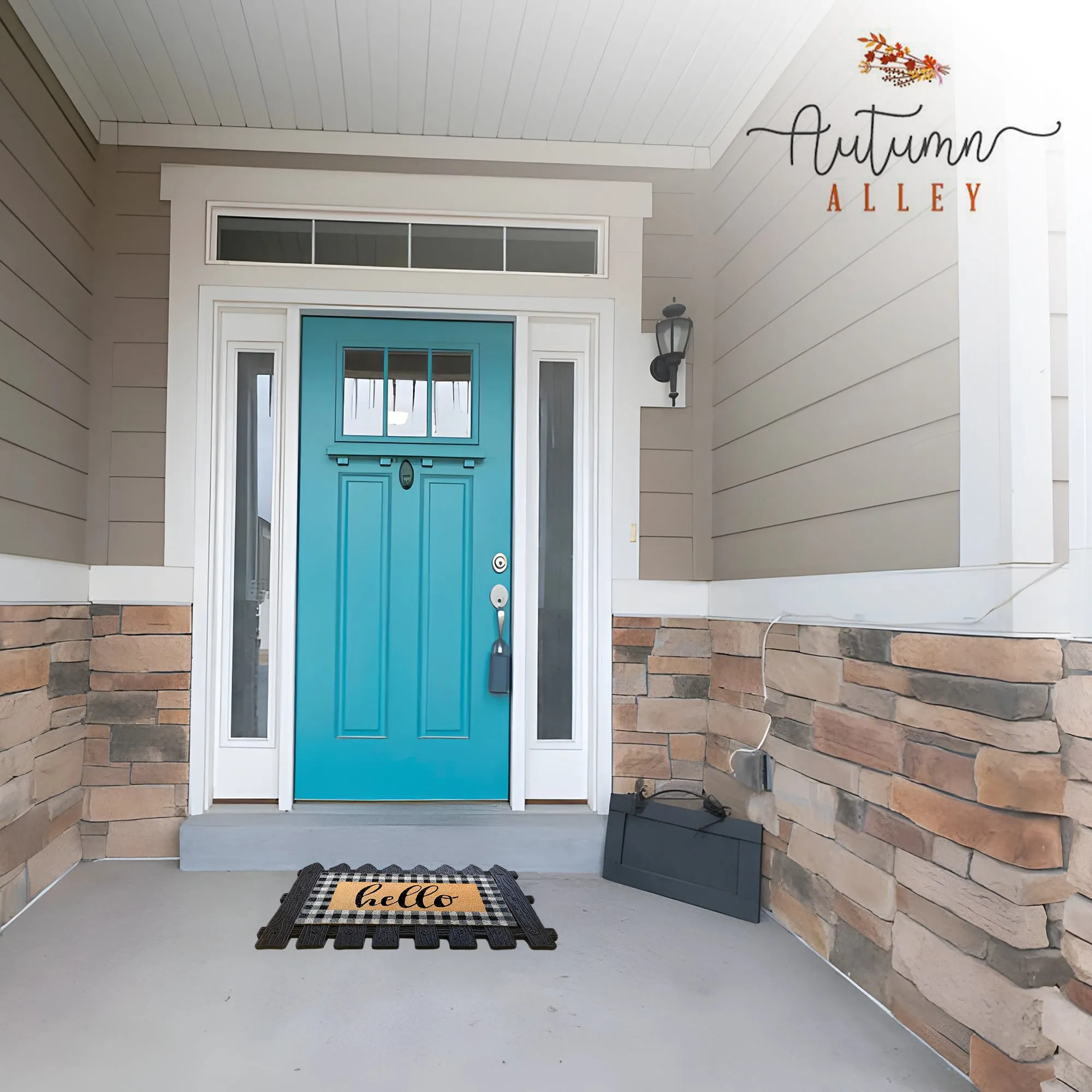 Rubber & Coir Welcome Mat with Hello Replaceable Insert