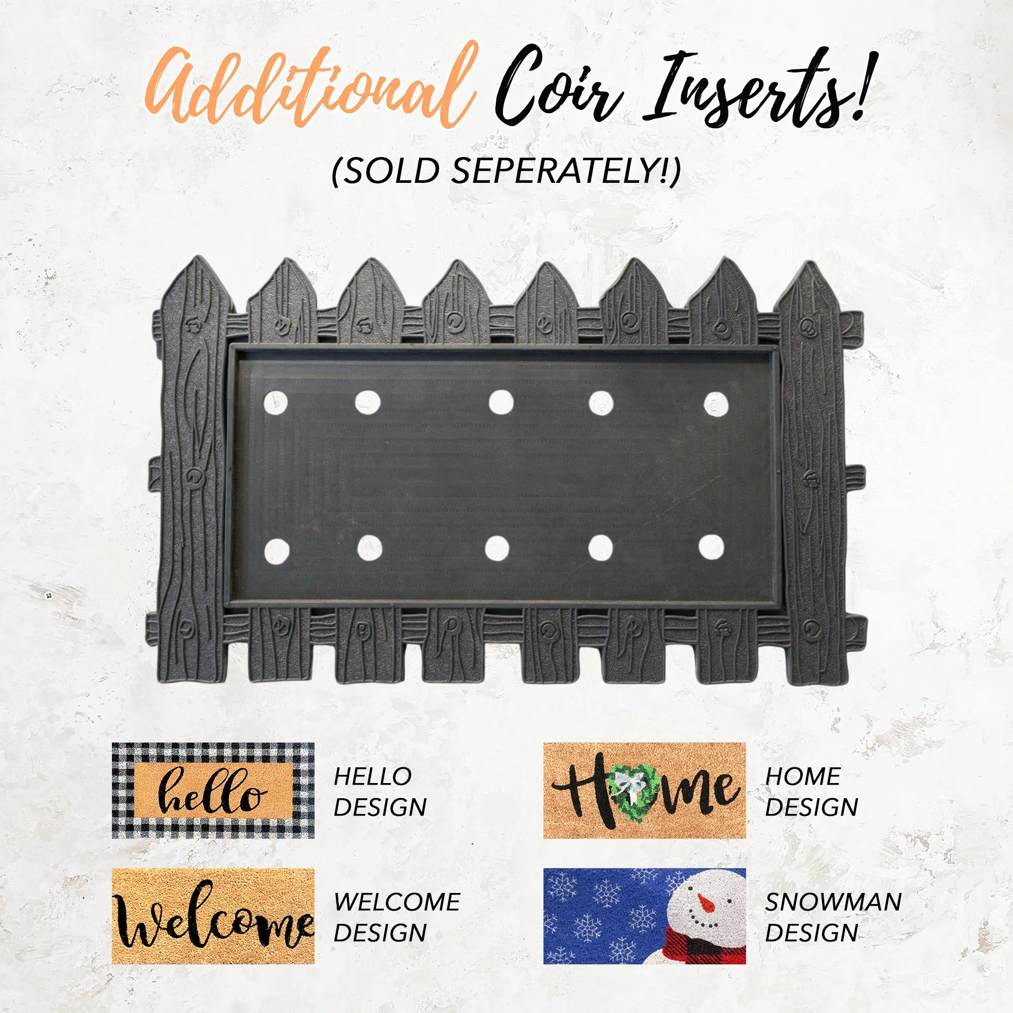 Rubber & Coir Welcome Mat with Hello Replaceable Insert