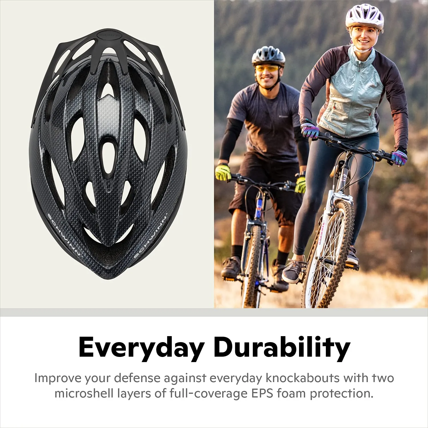 Schwinn Thrasher Bike Helmet for Adult Men Women Age 14  with Suggested Fit 58-62cm, Lightweight with Adjustable Side and Chin Strap, No Light, Carbon
