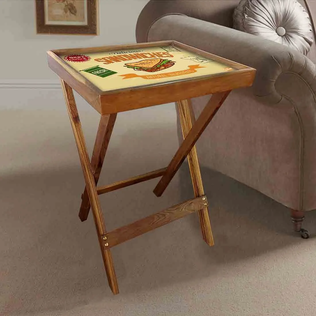 Wooden Folding Long Table for Serving Snacks Tables - Sandwiches