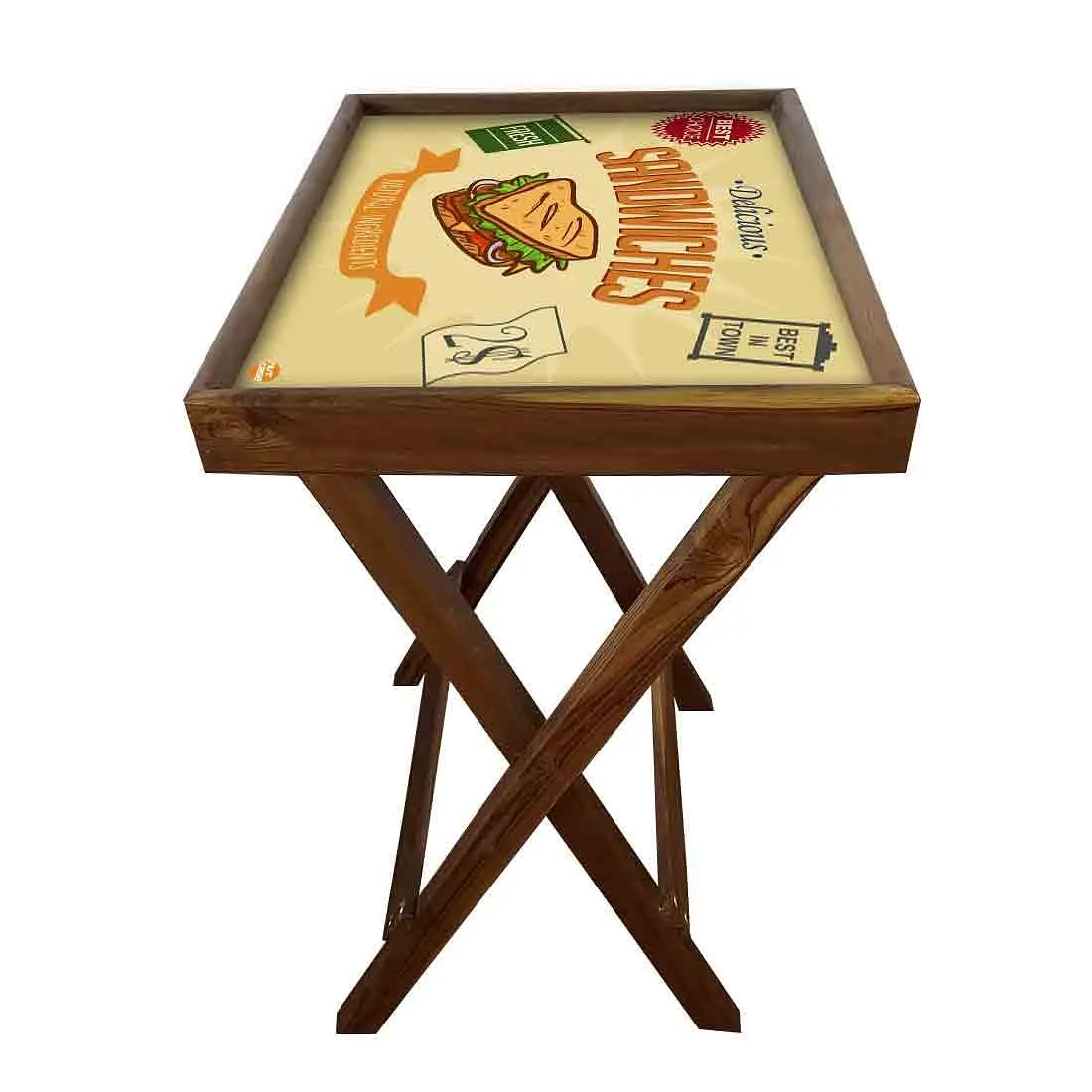 Wooden Folding Long Table for Serving Snacks Tables - Sandwiches